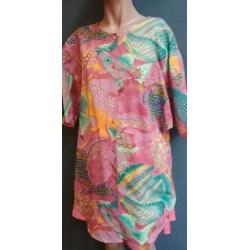 Vintage blouse (90s) met tropische print ( MT S/ M)