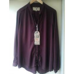 Garcia jeans blouse/top in bordeaux rood/berry maat L