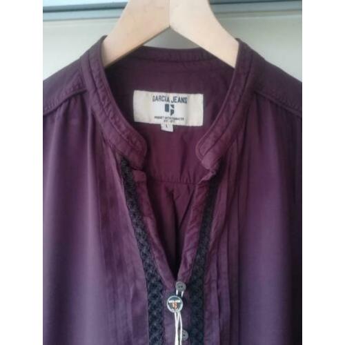 Garcia jeans blouse/top in bordeaux rood/berry maat L