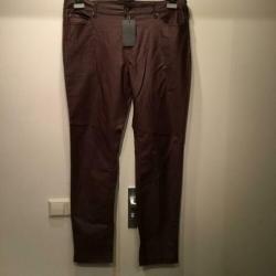 Broek NIEUW maat 48-50 bruin coated katoen stretch
