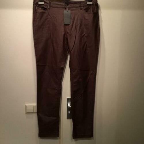 Broek NIEUW maat 48-50 bruin coated katoen stretch