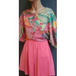 Vintage blouse (90s) met tropische print ( MT S/ M)