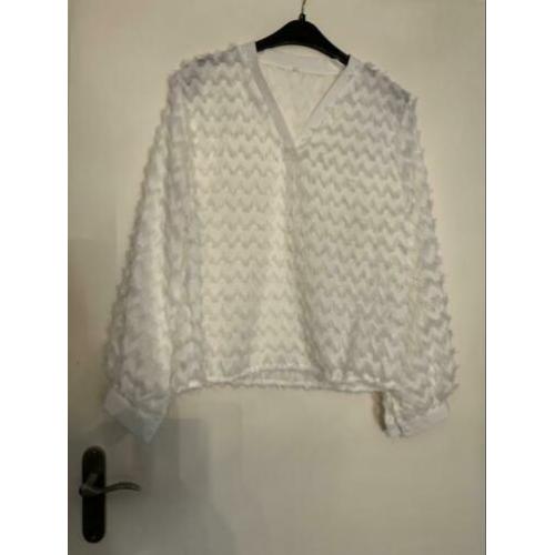 Witte blouse met v hals maat l zara costes franjes blousje