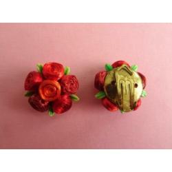 jwg Vintage 50s 60s Bloem bloemen oorbellen groen rood clips