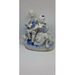 Delfts blauw beschilderd Dresden porcelein beeldjes