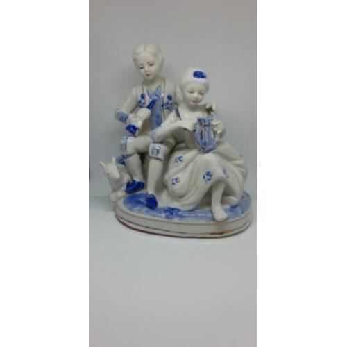 Delfts blauw beschilderd Dresden porcelein beeldjes