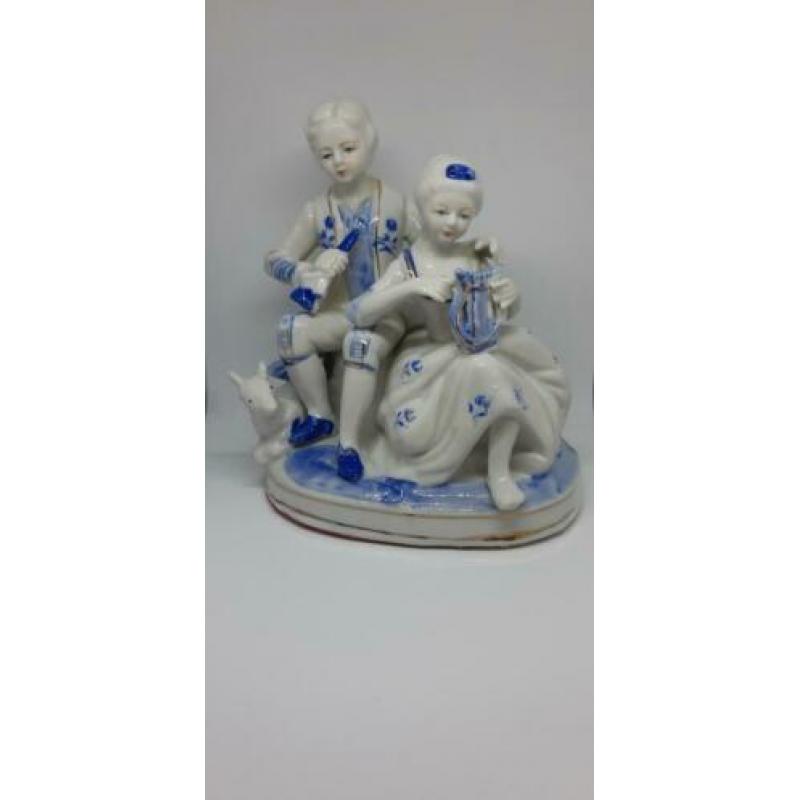 Delfts blauw beschilderd Dresden porcelein beeldjes
