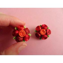 jwg Vintage 50s 60s Bloem bloemen oorbellen groen rood clips