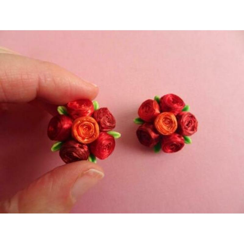 jwg Vintage 50s 60s Bloem bloemen oorbellen groen rood clips