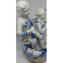Delfts blauw beschilderd Dresden porcelein beeldjes