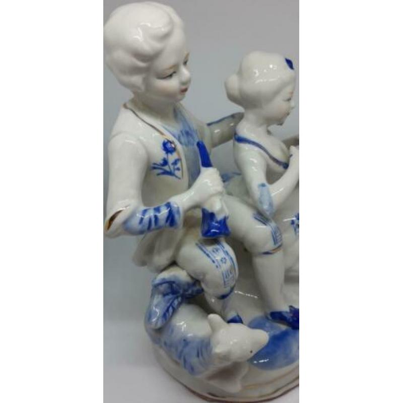 Delfts blauw beschilderd Dresden porcelein beeldjes