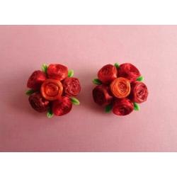 jwg Vintage 50s 60s Bloem bloemen oorbellen groen rood clips