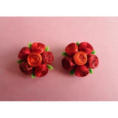 jwg Vintage 50s 60s Bloem bloemen oorbellen groen rood clips