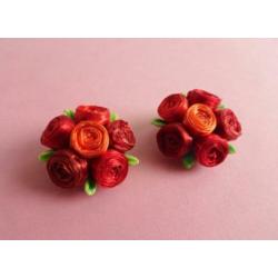 jwg Vintage 50s 60s Bloem bloemen oorbellen groen rood clips