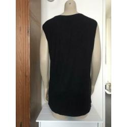 Fotoprint shirt top sweewe zwart gekleurd print studs goud M