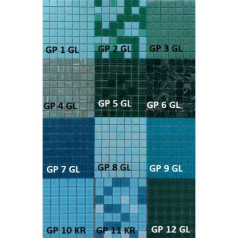 Glas mozaïek,12x bruin tinten, 225 steentjes op mat, 2x2 cm.