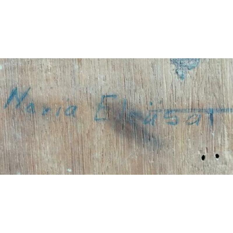 Hand geschilderde icon Maria op massief hout / antiek ?