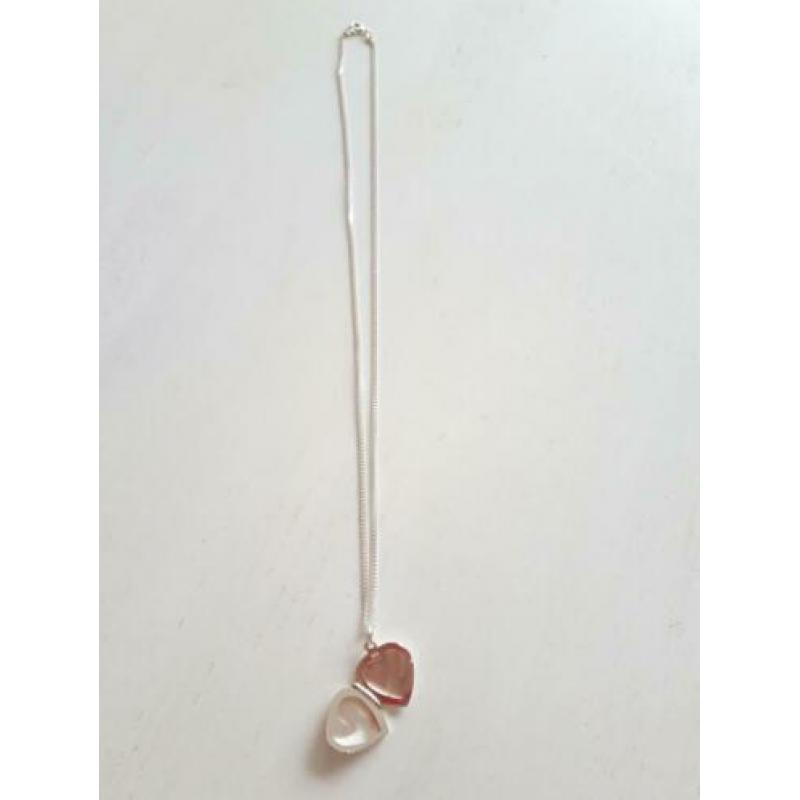 Hele Mooie Ketting Zilver Hanger Hart Medaillon Zilver 925