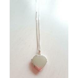 Hele Mooie Ketting Zilver Hanger Hart Medaillon Zilver 925