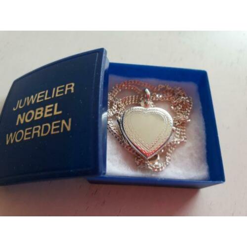 Hele Mooie Ketting Zilver Hanger Hart Medaillon Zilver 925