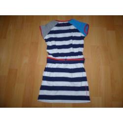 Blauw/wit gestreepte jurk van Chaos en Order, maat 110/116