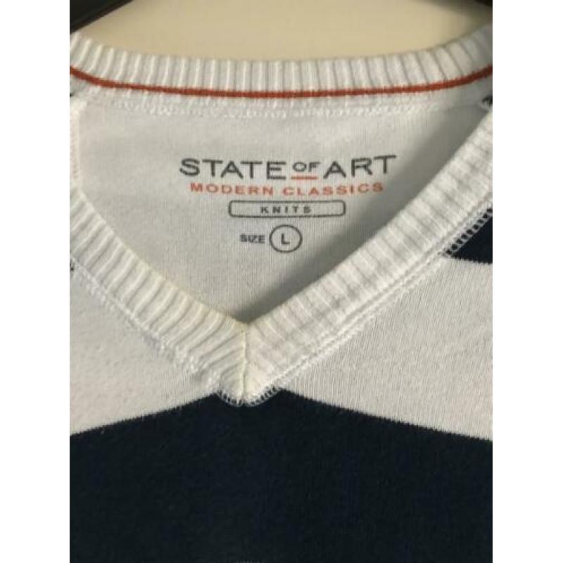 State of art trui maat l. wit met donkerblauw