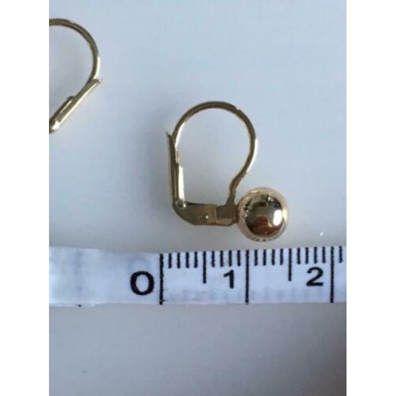Nieuw 14 karaat goud oorbellen 6mm bol,oorhangers gouden