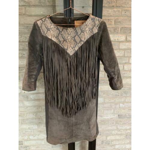 GOOSECRAFT leren jurk S met franjes