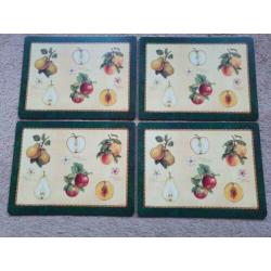4 Vintage Brocante Pimpernel Placemats Botanical Fruits