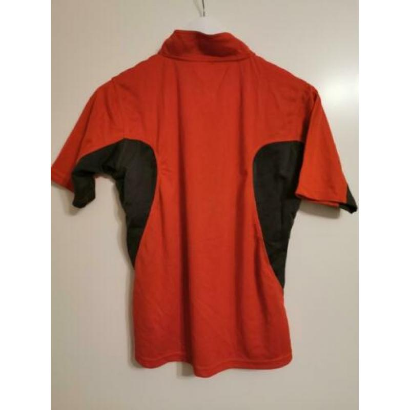 Roestbruin-Rood met grijs hardloopshirt met ritsje Medium