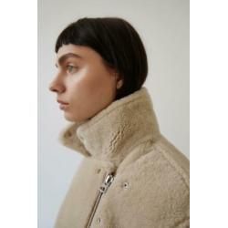ACNE BEIGE MERLYN SHEARLING jas teddy coat maat S ecru nieuw