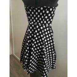 jurk,nopjes,feest,zwart,wit,schattig,vintage,fifties