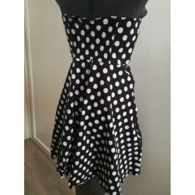 jurk,nopjes,feest,zwart,wit,schattig,vintage,fifties