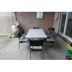 Tuinset met 6 Stoelen + Granieten blad