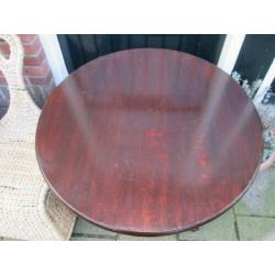 Vintage Donker Houten Salontafel met Webbing Diameter 80 cm