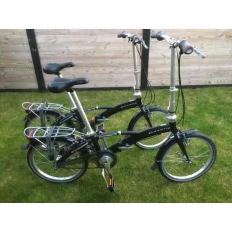 2 Gazelle vouwfietsen. Aluminium zilver/zwart. Nieuwstaat!!
