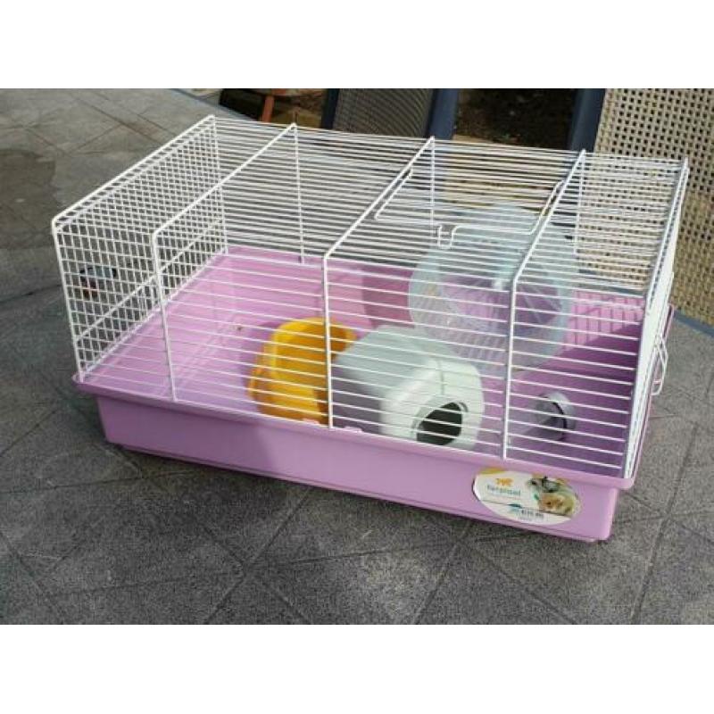 Hamsterkooi rose met wit zgan!!!!!!!!!!!!!!!!