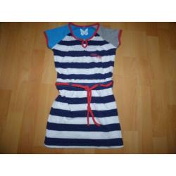 Blauw/wit gestreepte jurk van Chaos en Order, maat 110/116