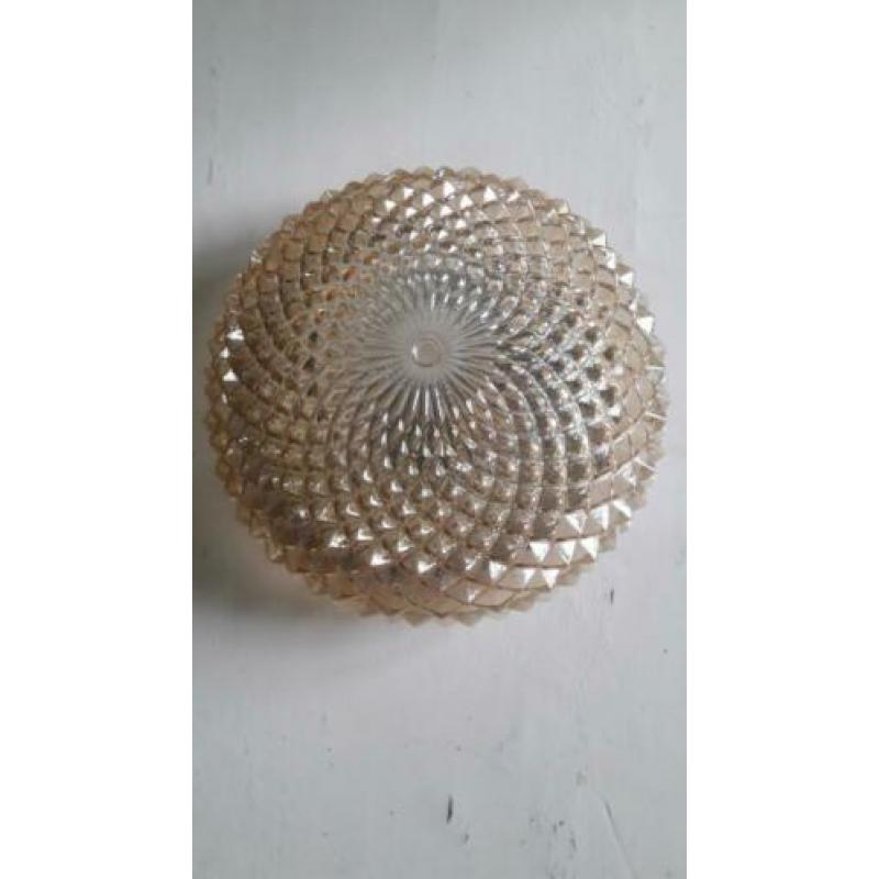 Glazen vintage plafondlamp Amber, retro plafoniere