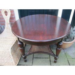 Vintage Donker Houten Salontafel met Webbing Diameter 80 cm