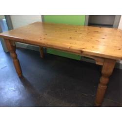 Massief grenen houten brocante eettafel 90x150 cm