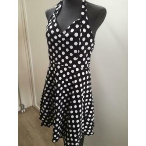 jurk,nopjes,feest,zwart,wit,schattig,vintage,fifties