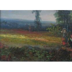 ==twee 19e eeuwse landschappen==gesigneerd met monogram==