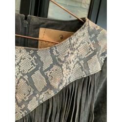 GOOSECRAFT leren jurk S met franjes