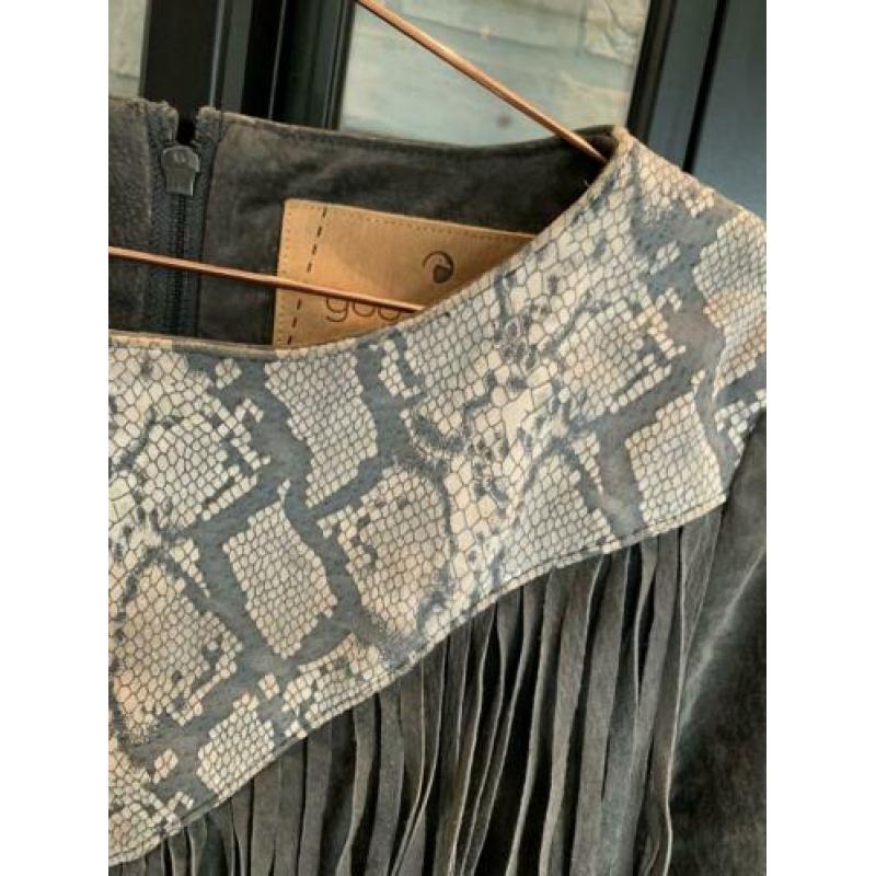 GOOSECRAFT leren jurk S met franjes