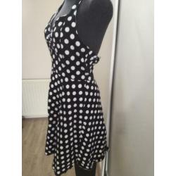 jurk,nopjes,feest,zwart,wit,schattig,vintage,fifties