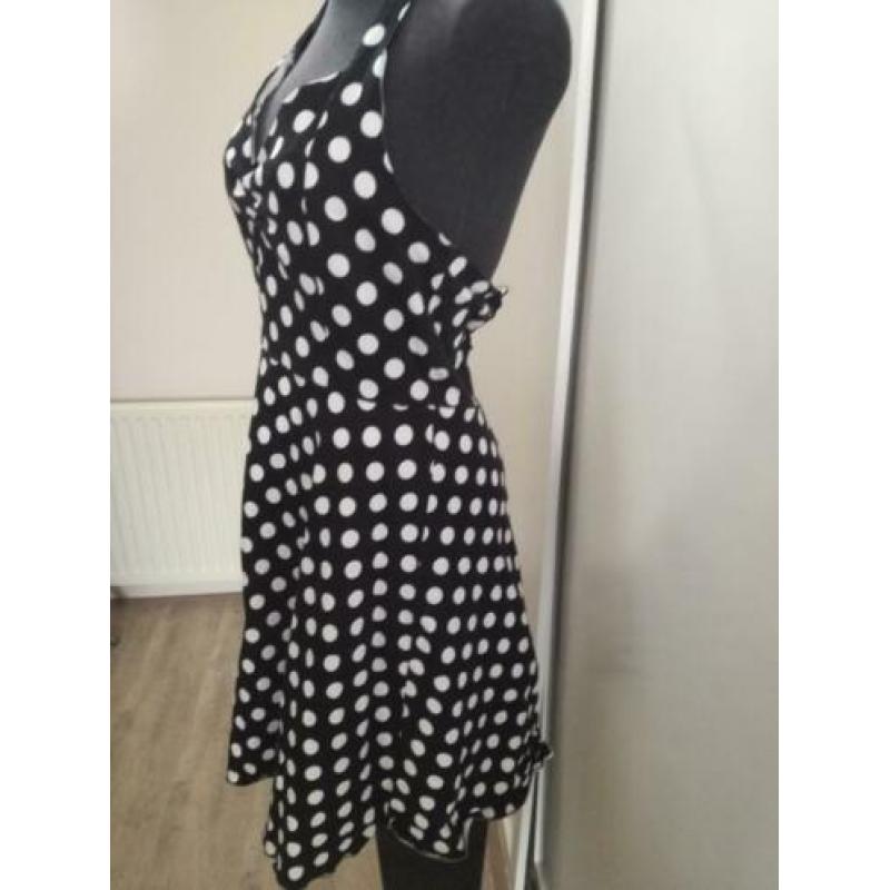 jurk,nopjes,feest,zwart,wit,schattig,vintage,fifties