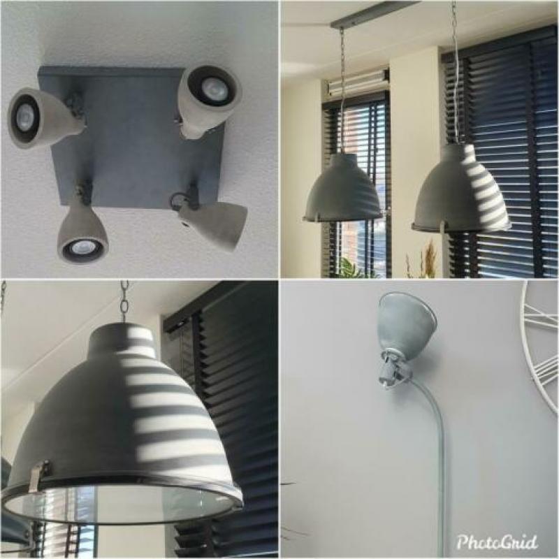 Te koop set industriële lampen betonlook