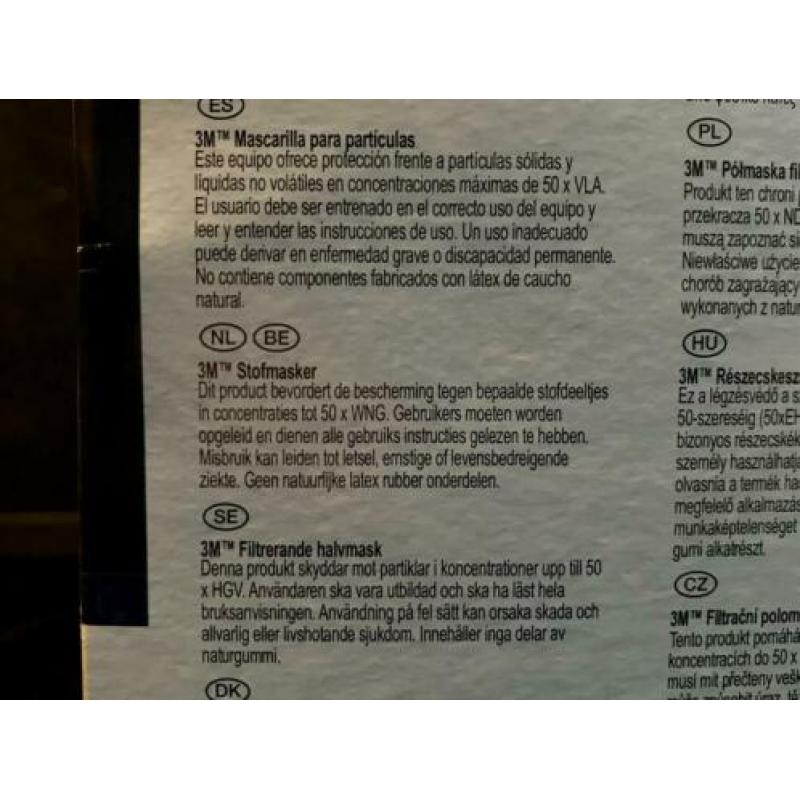 3M Mondmaskers FFP3 R D. Aantal: 7 dozen