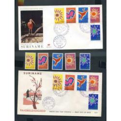 Suriname 8x 1e dagenvelop + div.losse PF series/zegels